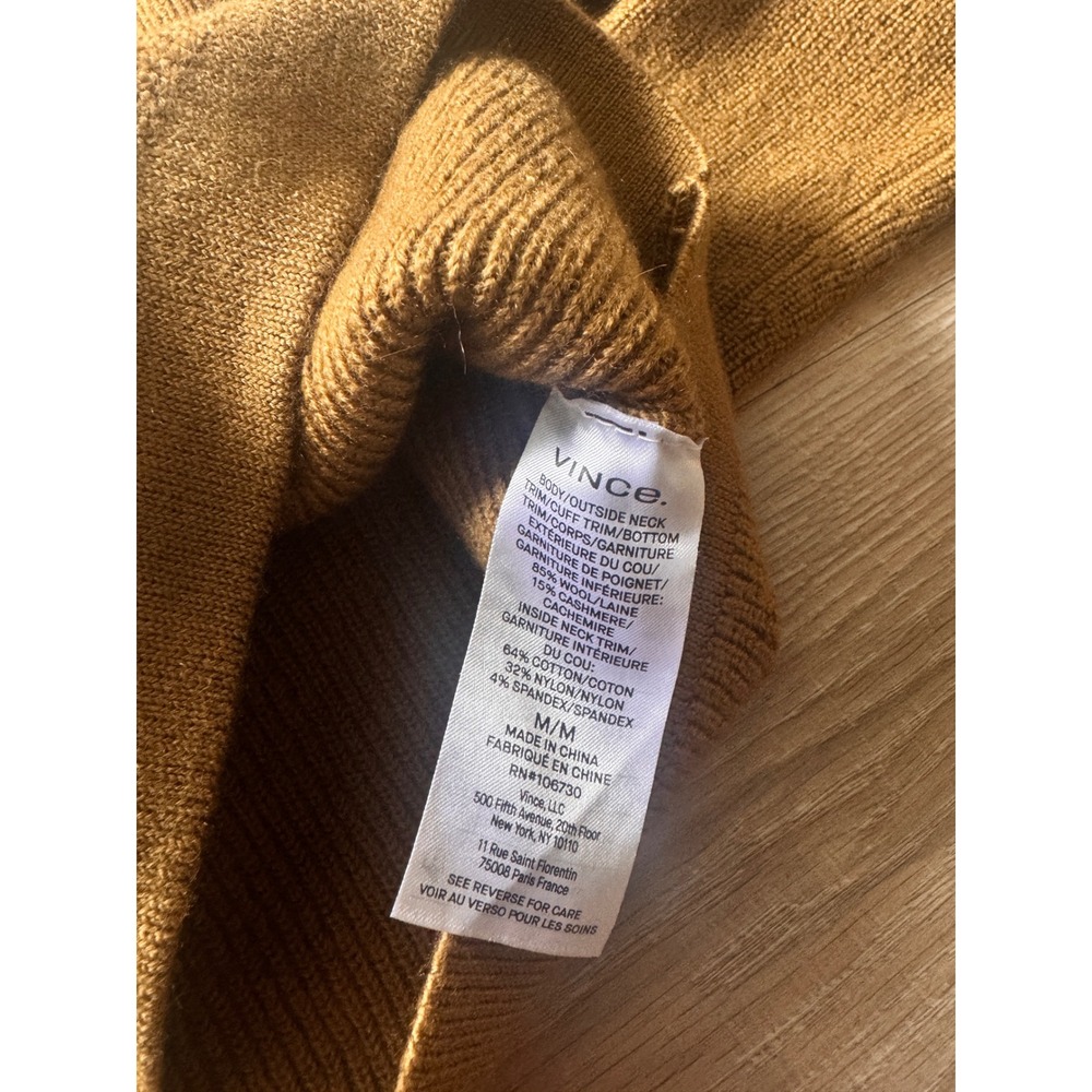 Vince Camel Brown Wool Cashmere Blend Crew Neck Raglan Sweater Womens Medium - Picture 4 of 6